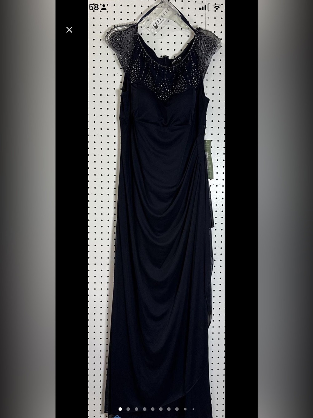 Elegant Evening Dress with Embellished Neckline